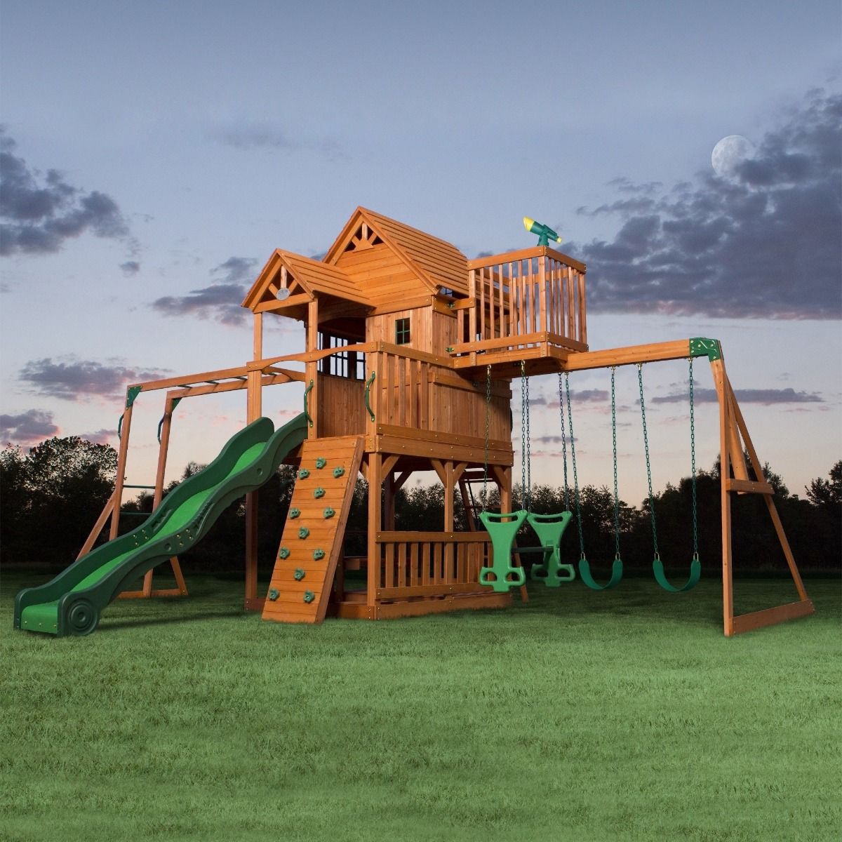 Backyard Discovery Skyfort II Wooden Cedar Swing Set 6113