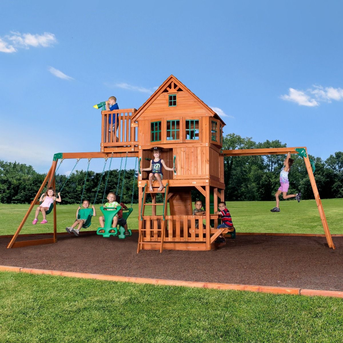 Backyard Discovery Skyfort II Wooden Cedar Swing Set 6113