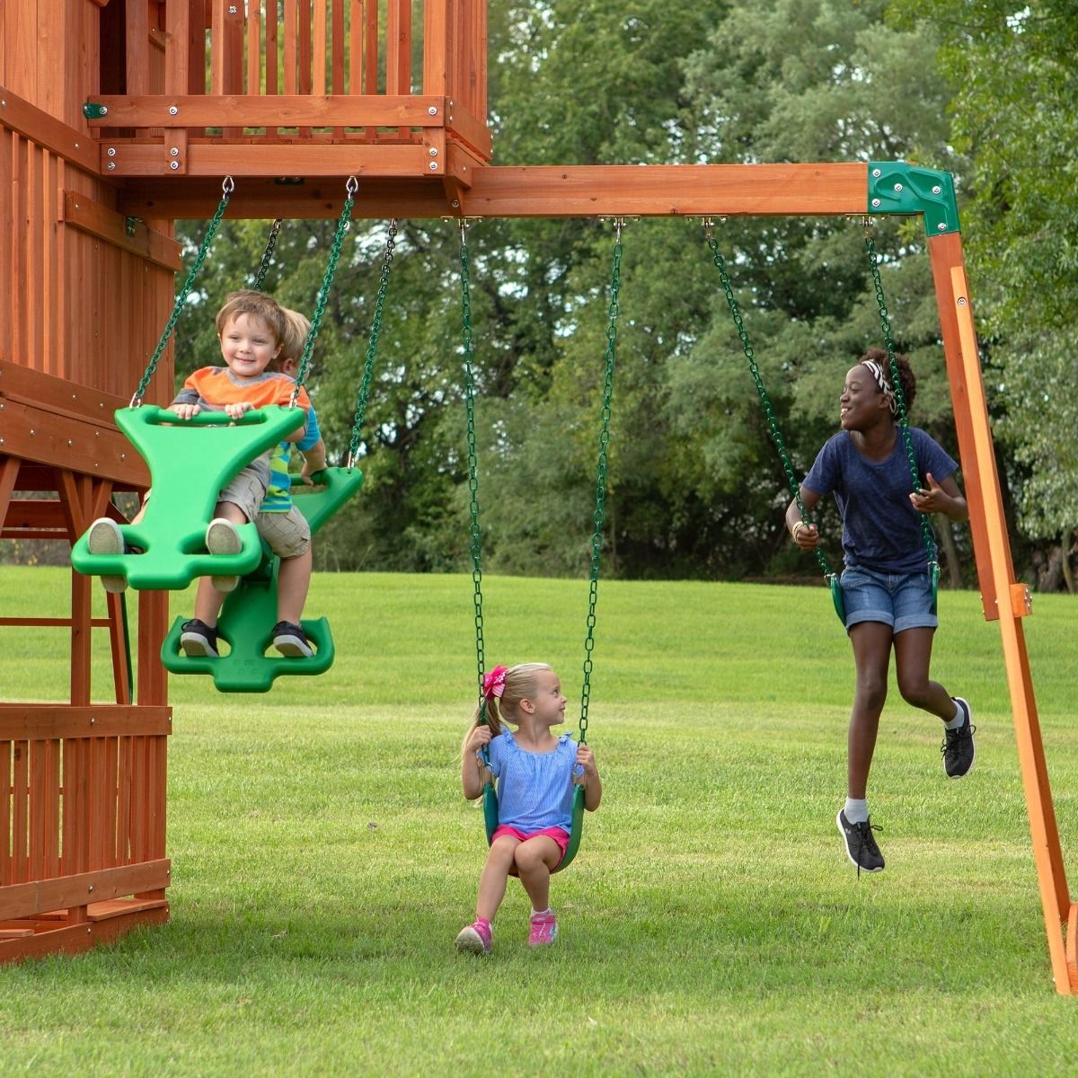 Backyard Discovery Skyfort II Wooden Cedar Swing Set 6113