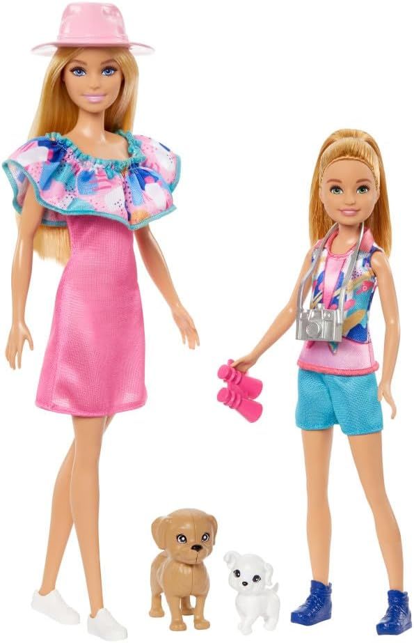 Barbie And Stacie Doll Set With 2 Pet Dogs HRM09