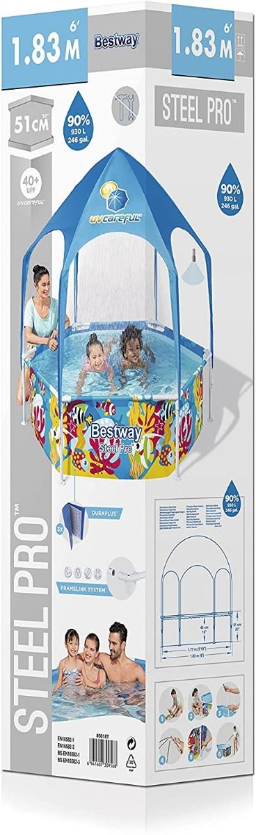 Bestway Steel Pro UV Careful Splash-In-Shade Play Pool 1.83mx51cm 5618T