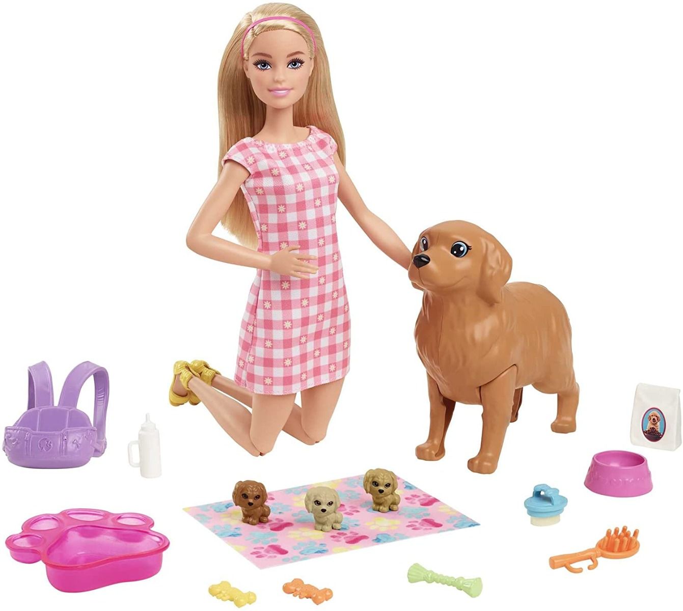 Barbie Newborn Pups Blonde Doll And Playset HCK75