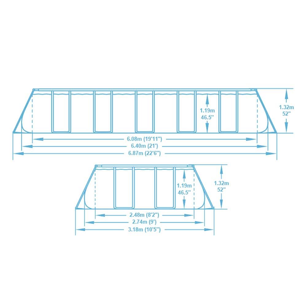 Bestway Power Steel Rectangular Above Ground Pool 640 X 274 X 132cm 5612B