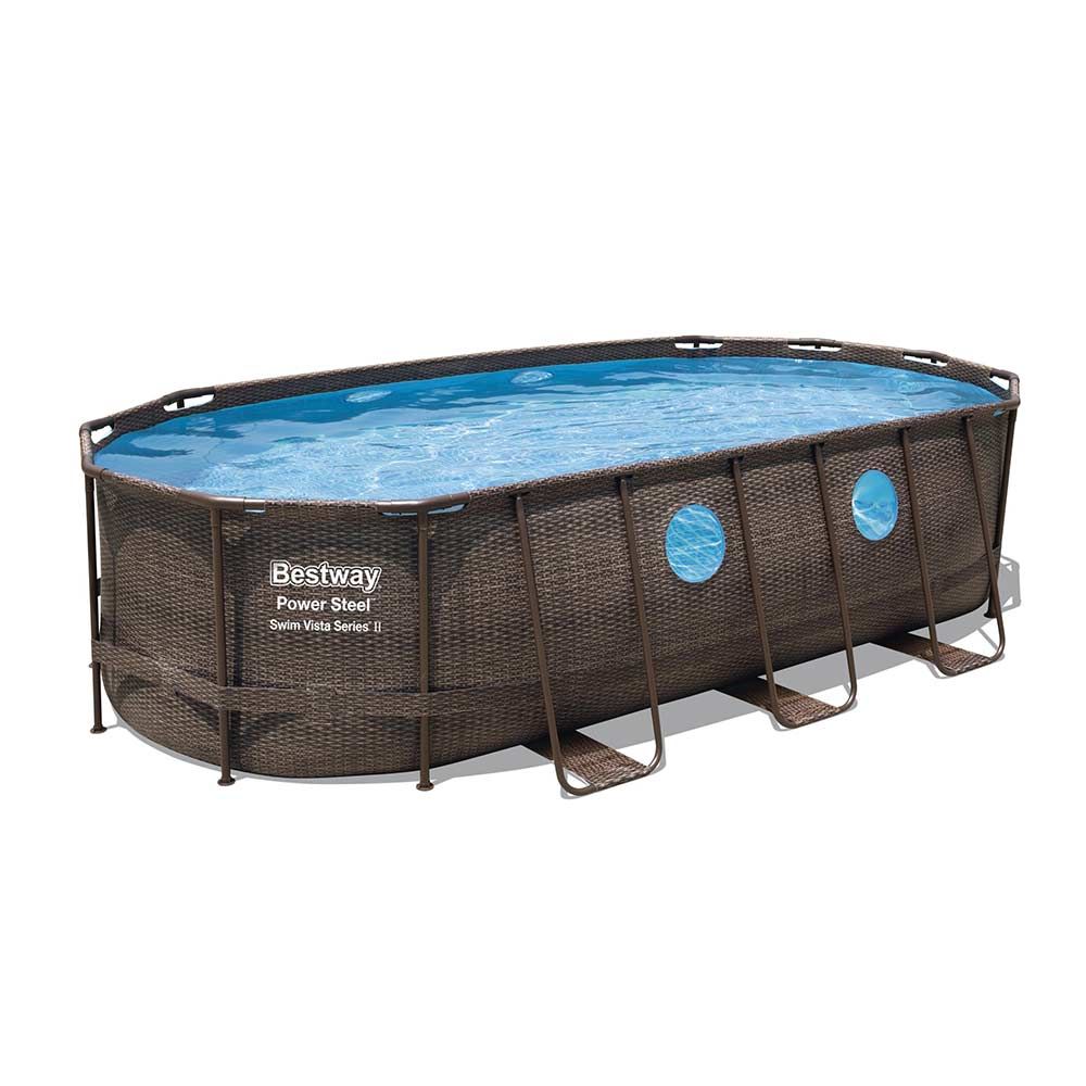 Bestway Power Steel Swim Vista Series Oval-Shaped Pool 5.49mx2.74m 56716