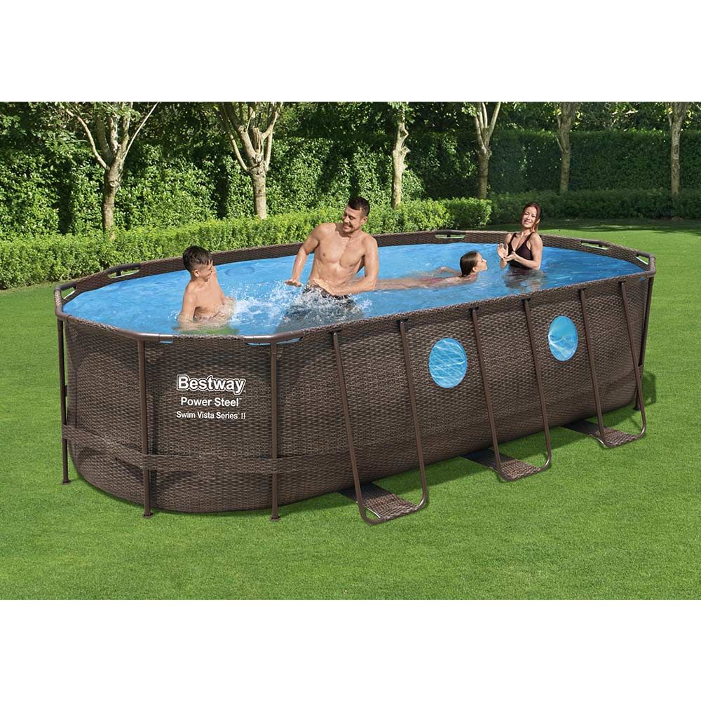 Bestway Power Steel Swim Vista Series Oval-Shaped Pool 5.49mx2.74m 56716