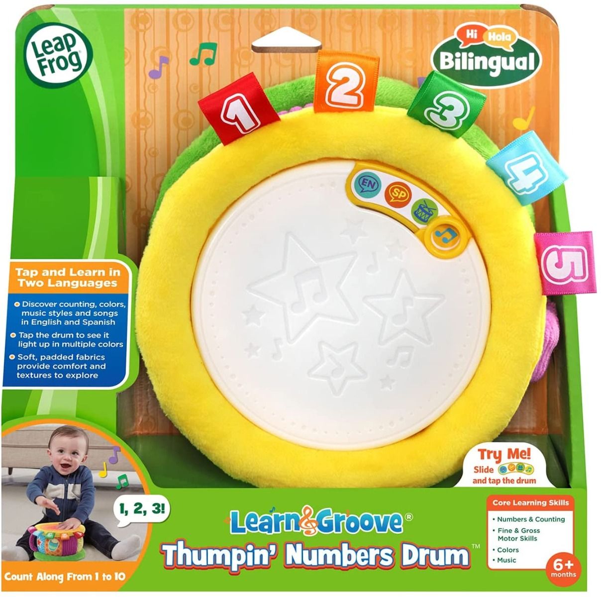 LeapFrog Learn & Groove Bilingual Thumpin' Numbers Drum 80-612540