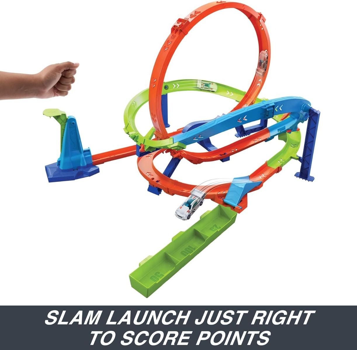 Hot Wheels Action Loop Cyclone Challenge Track Set With 1:64 Scale HTK16