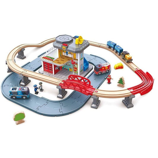 Hape Emergency Services HQ Railway Playset - 41pcs