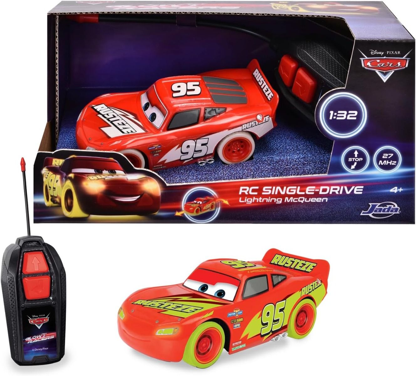 Jada Toys - Lightning McQueen as RC Glow Racer Single Drive