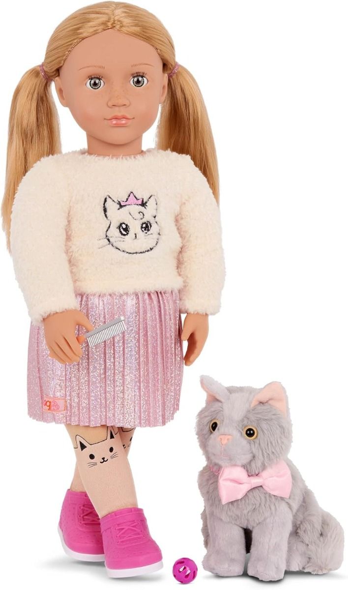 Our Generation Sheela And Sammy Doll With Pet Kitten