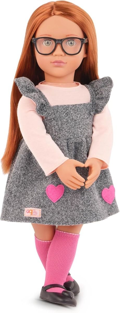 Our Generation Kelly Doll In School Dress And Heart Patches