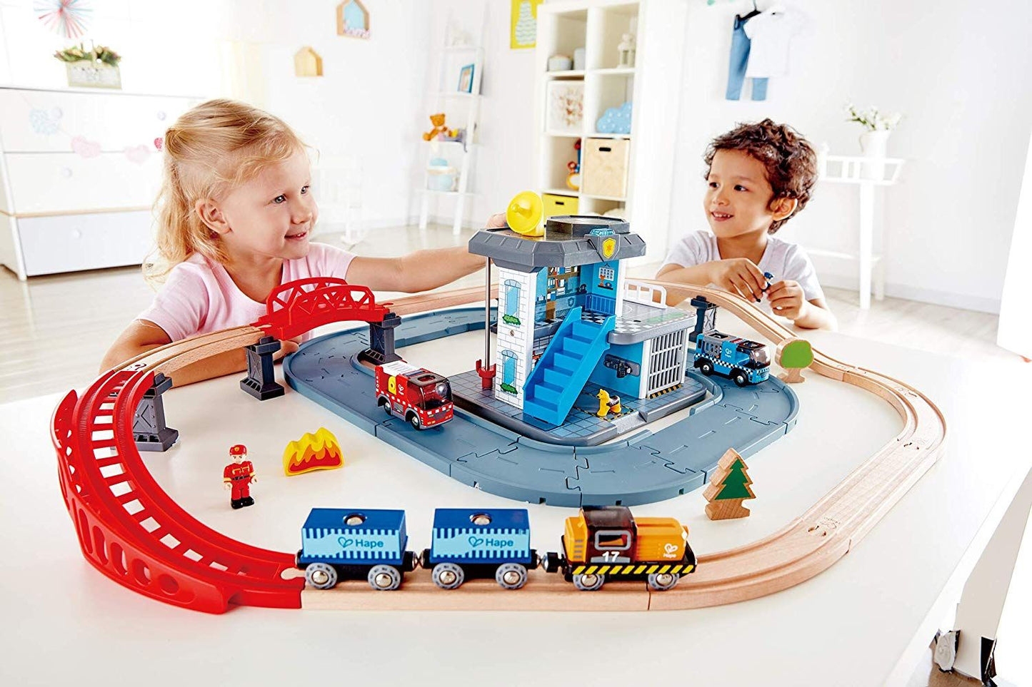 Hape Emergency Services HQ Railway Playset - 41pcs