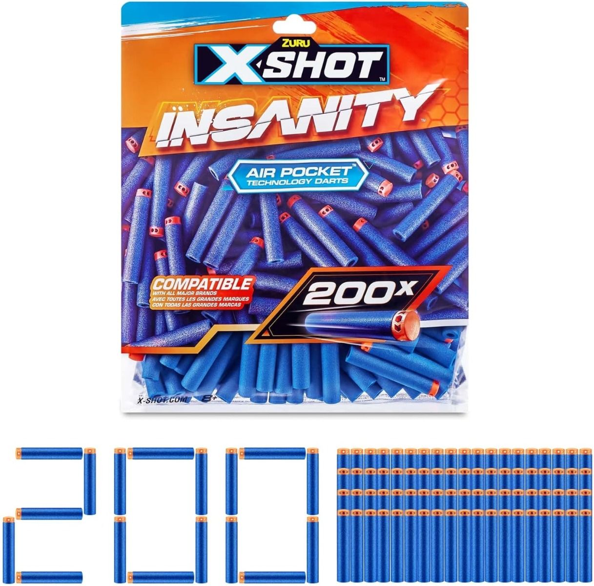 X-Shot 200 Darts Pack Refil Insanity XS-36624