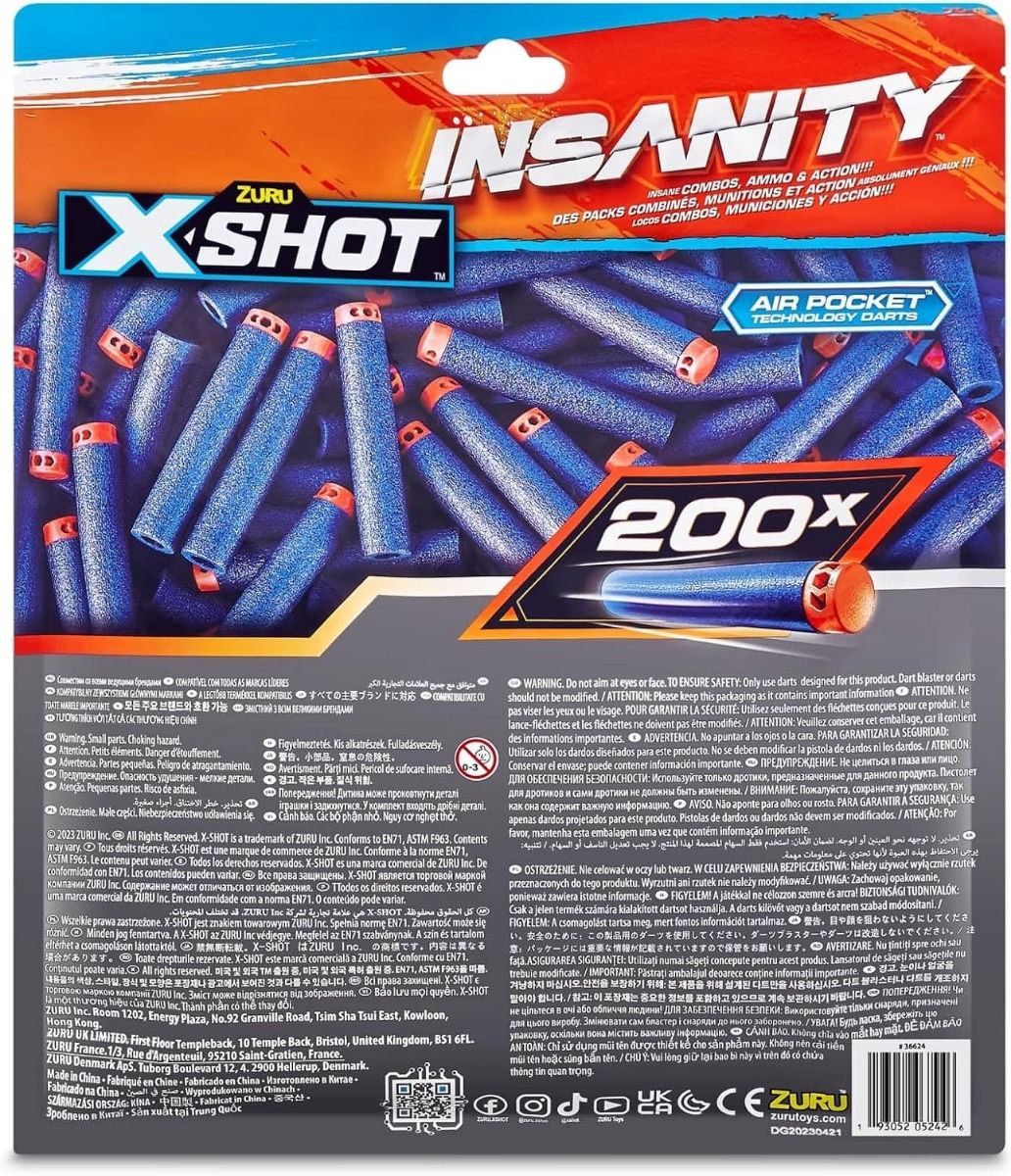 X-Shot 200 Darts Pack Refil Insanity XS-36624