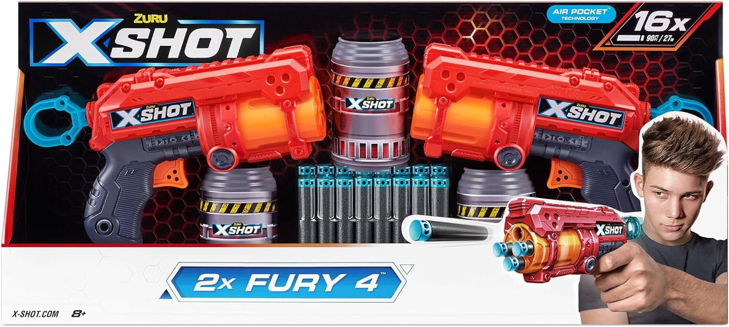 X-Shot Double Fury 4 Combo Foam Blaster Pack 36329