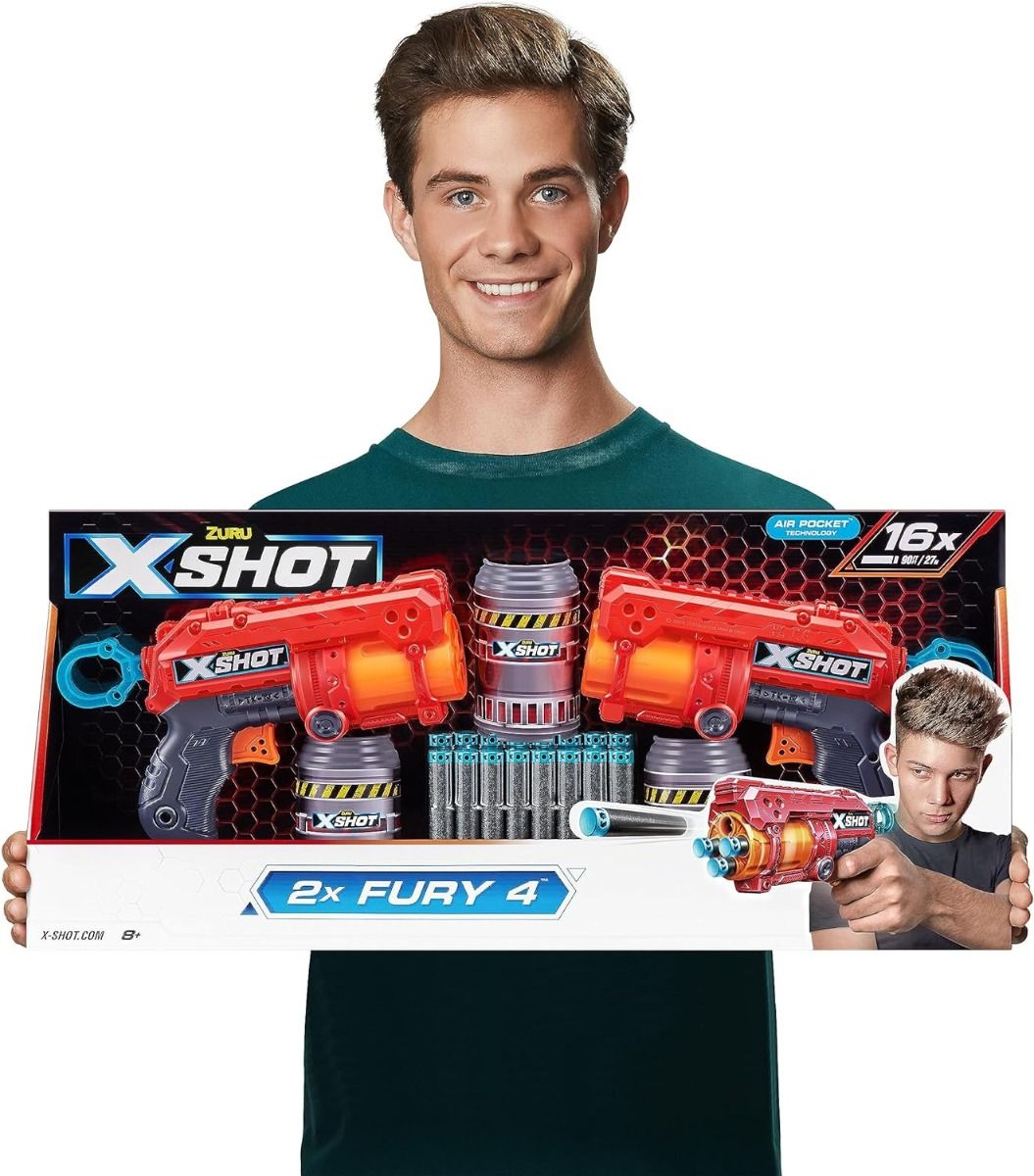 X-Shot Double Fury 4 Combo Foam Blaster Pack 36329