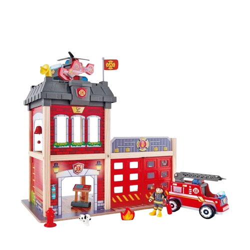 Hape Multi-Level City Fire Station & Fire Engine Toy