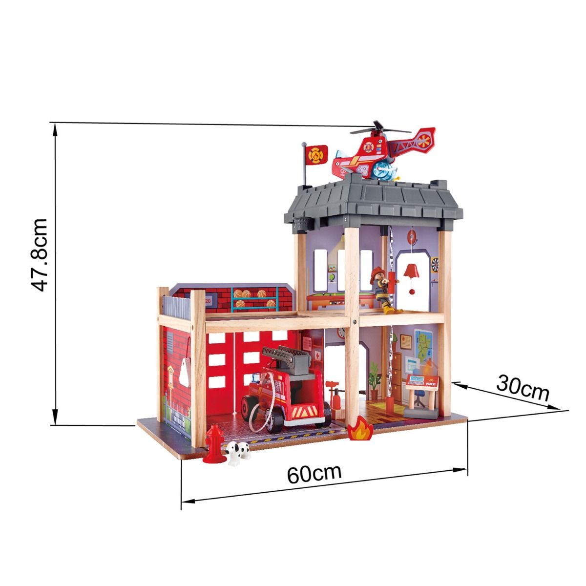 Hape Multi-Level City Fire Station & Fire Engine Toy