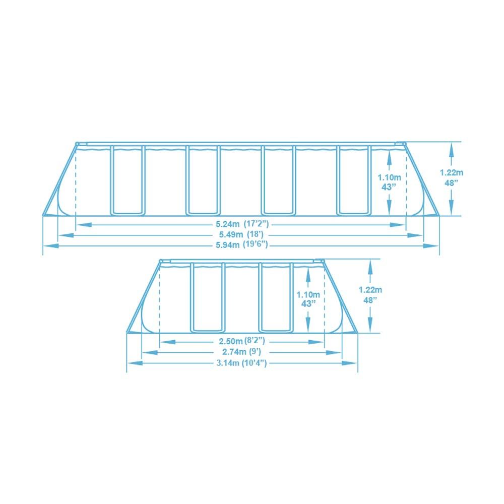 Bestway Above Ground Frame Pool Rectangular 5.49mx2.74mx1.22m 56466