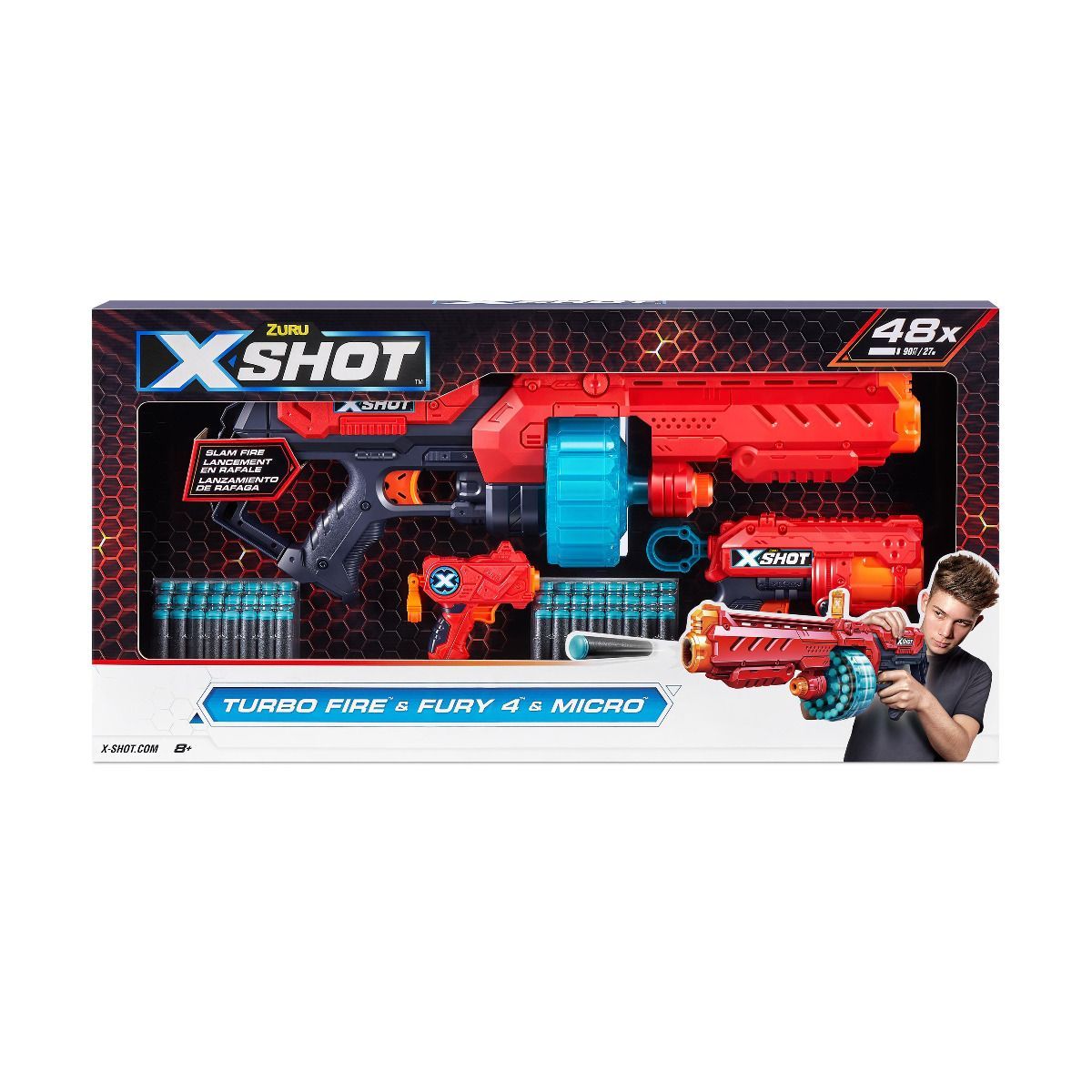 X-Shot Combo Pack Turbo Fire & Fury 4 & Micro 48Darts XS-36345