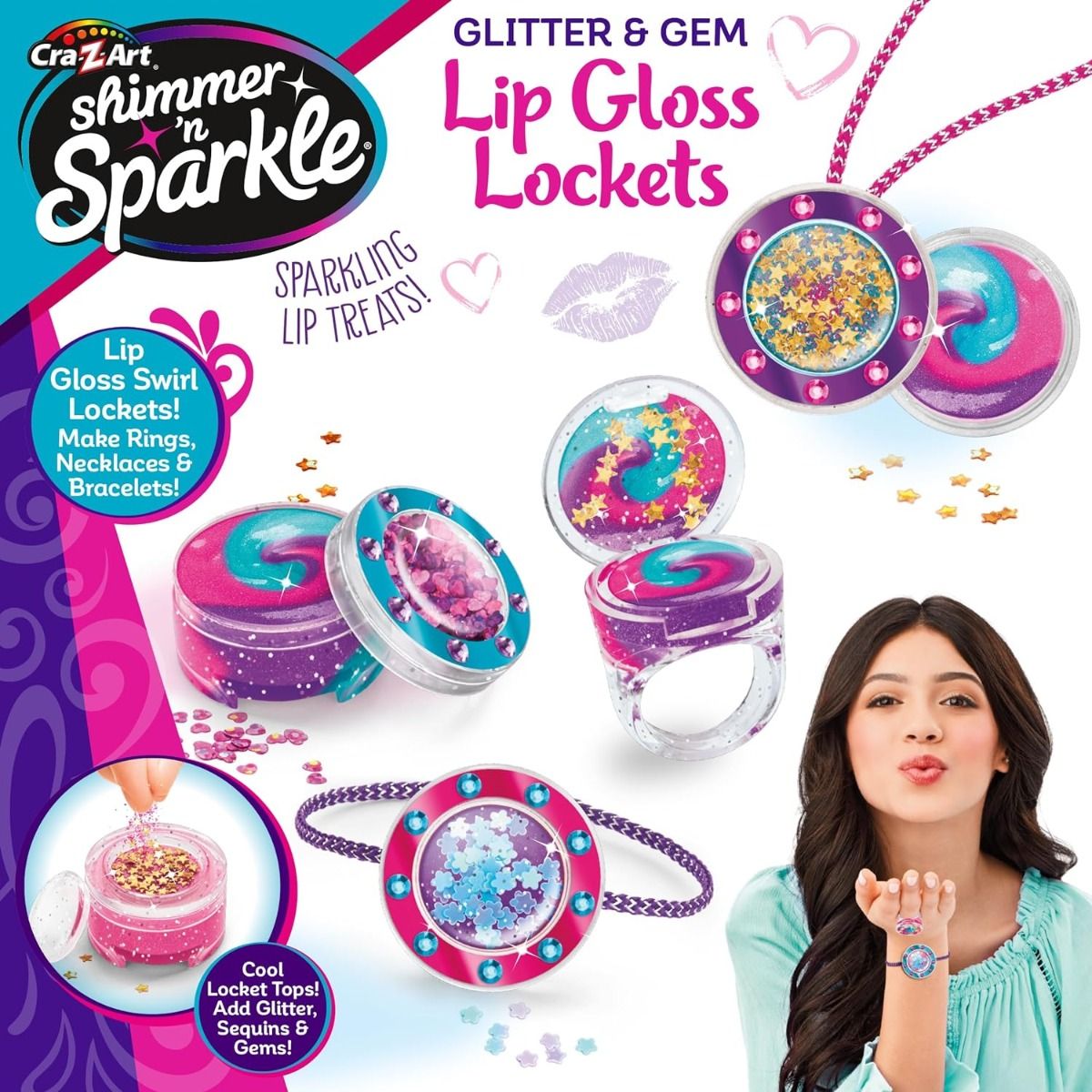 Shimmer 'N Sparkle Glitter & Gem Lip Gloss Locket SNS-65548