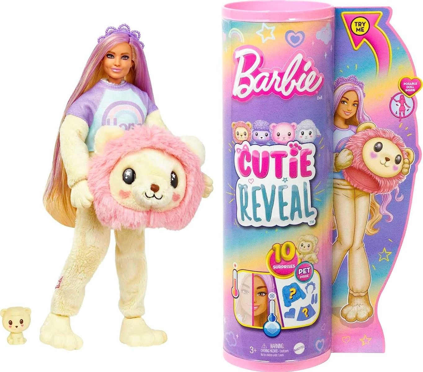 Barbie Cutie Reveal Barbie Cozy Cute Tees Series - Lion HKR06