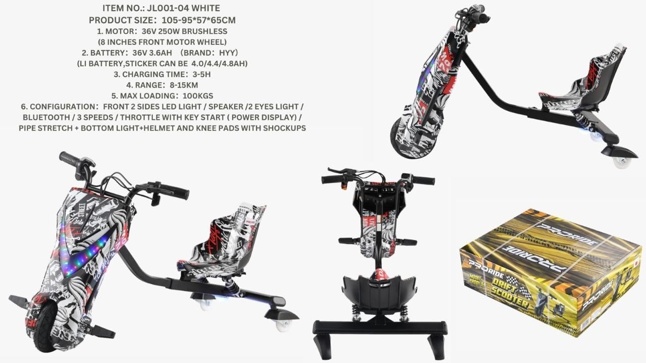 Pro Ride Drift Scooter 36V White PR001-04