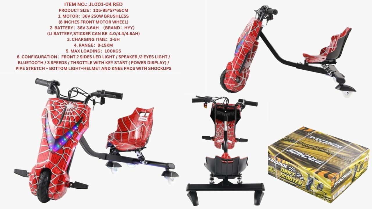 Pro Ride Drift Scooter 36V Red PR001-04