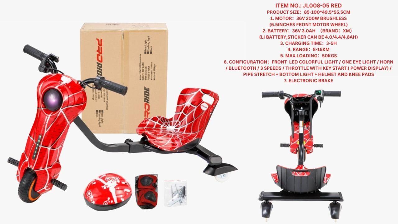 Pro Ride Mini Big Eye Drift Scooter 36V Red PR008-05