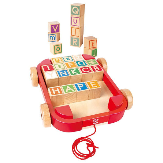 Hape Wooden Pull-Along Cart With Stacking Blocks