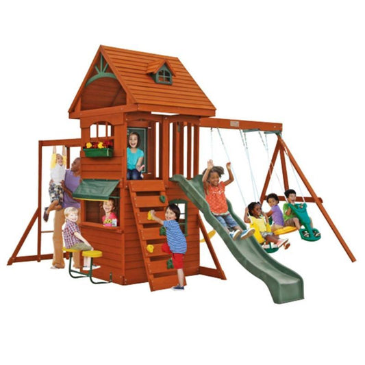 Kidkraft Ridgeview Deluxe Clubhouse Wooden Swing Set / Playset