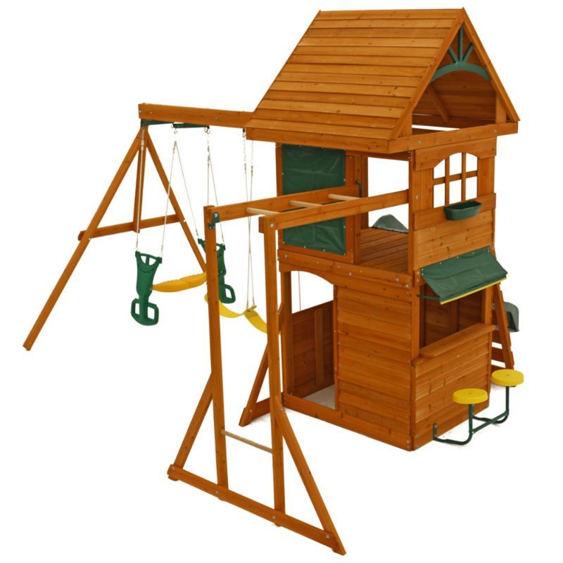 Kidkraft Ridgeview Deluxe Clubhouse Wooden Swing Set / Playset