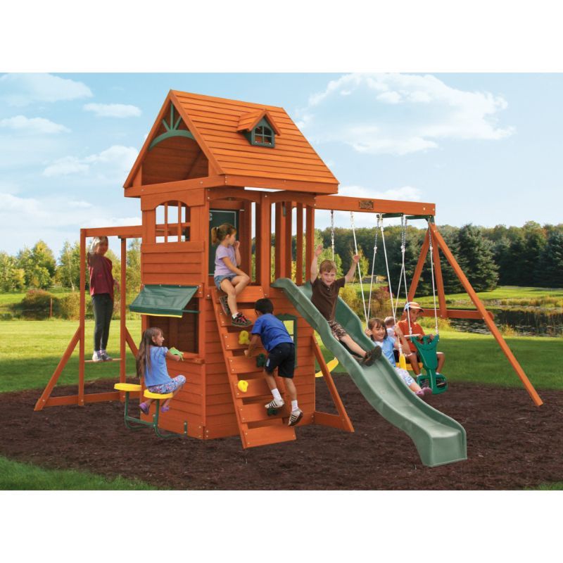 Kidkraft Ridgeview Deluxe Clubhouse Wooden Swing Set / Playset