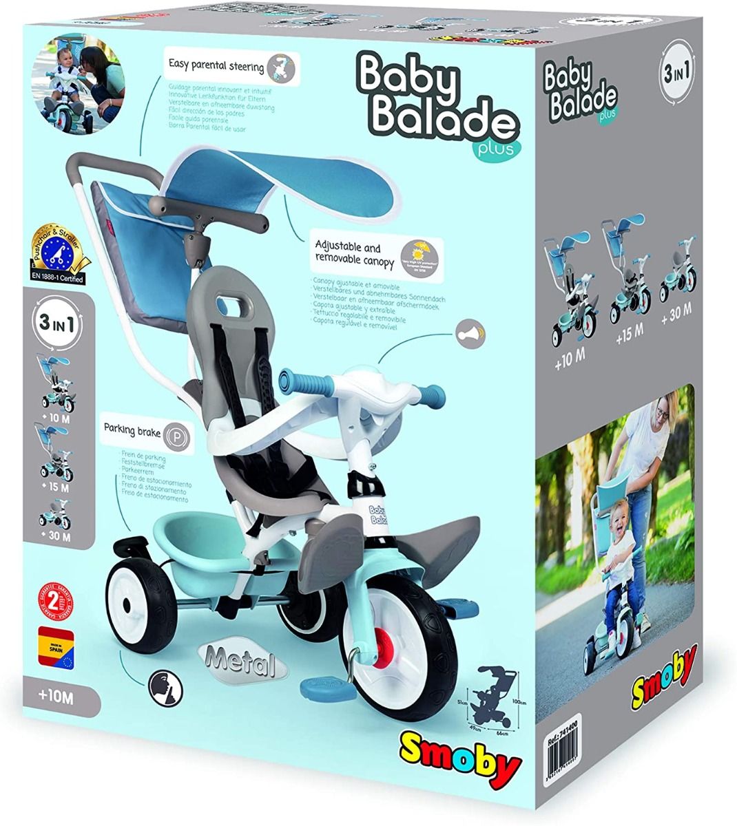 Smoby Baby Balade Plus 3-In-1 Tricycle Blue 7600741400